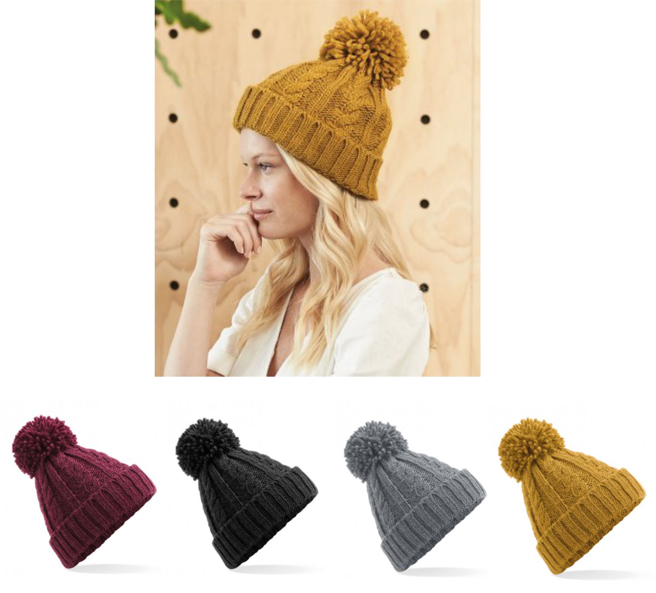 Beechfield BB480 Cable Knit Melange Beanie  Beechfield BB480 Cable Knit Melange Beanie